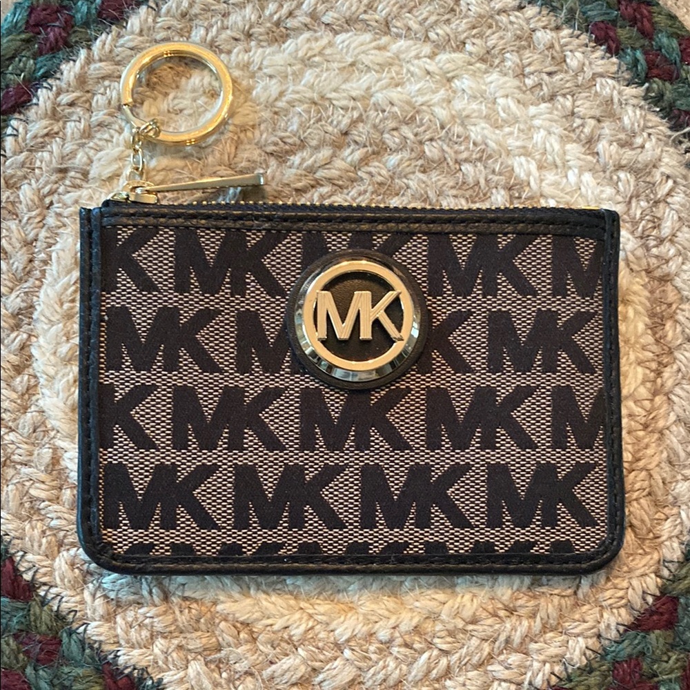 Michael Kors Monogram Card Holder with Gold Accent